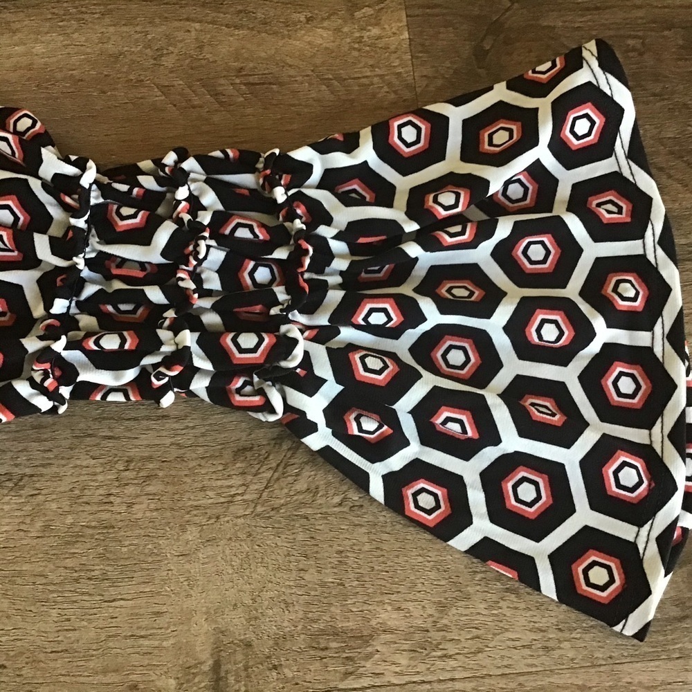 SOPHIE Max Dress Size XS Y2K Bell Sleeves Geometric Print White Black Red - Picture 4 of 8